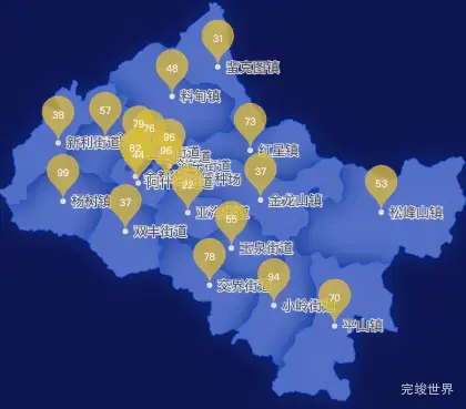 echarts哈尔滨市阿城区geoJson地图水滴状气泡图